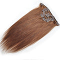 #4 Light Brown Straight Hair Clip In Human Hair Extensions 18-22 Inches 7 Pieces/Set - The Best Human Hair Weave and Human Hair Wigs