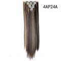S-noilite 26" 8pcs Long Straight Women Clips in Hair Extension Synthetic Hairpiece Haistyle Heat Resistant White Red Purple
