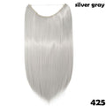 SNOILITE 20 inches Invisible Wire No Clips in Hair Extensions Secret Fish Line Hairpieces long Straight natual hair synthetic