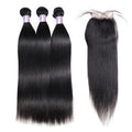 3 Bundles Straight Hair With 1 Free Lace Closure - The Best Human Hair Weave and Human Hair Wigs