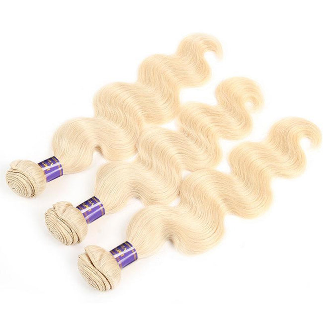 Silk Road Hair Brazilian Blonde Bundle Hair With Closure Color 613 Blonde Body Wave 3 Bundles With Lace Closure - The Best Human Hair Weave and Human Hair Wigs