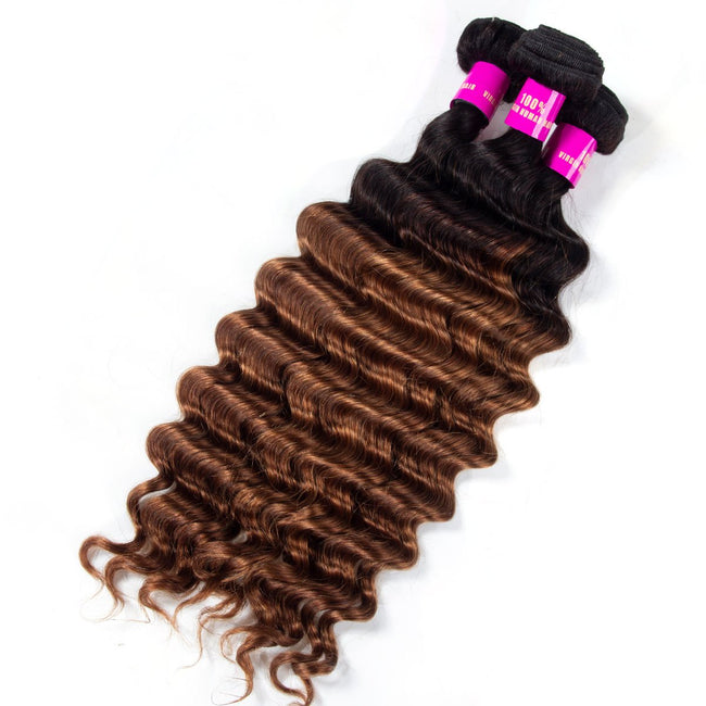 Ombre Hair 1B/30 Brazilian Loose Deep 3 Bundles Virgin Human Hair - The Best Human Hair Weave and Human Hair Wigs