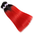 Red with Black Root Brazilian Straight Human Hair 3 Bundles - The Best Human Hair Weave and Human Hair Wigs
