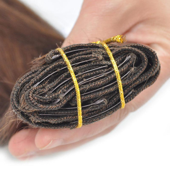#4 Light Brown Straight Hair Clip In Human Hair Extensions 18-22 Inches 7 Pieces/Set - The Best Human Hair Weave and Human Hair Wigs