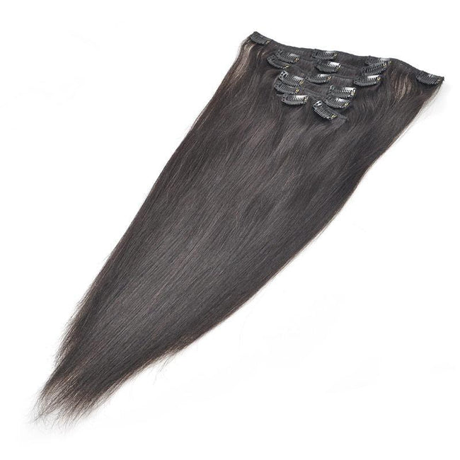 Straight Hair Clip In Hair Extensions 7 Pieces/Set Natural Black Color - The Best Human Hair Weave and Human Hair Wigs