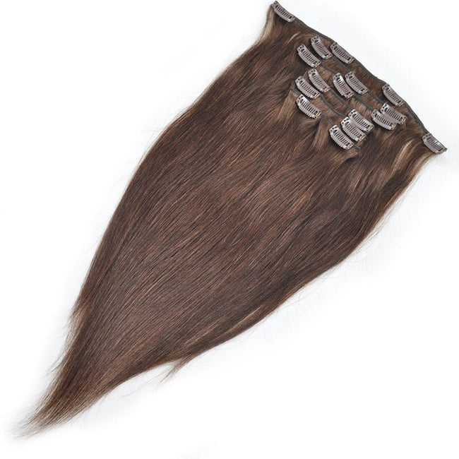 Dark Brown Straight Hair Clip In Hair Extensions 7 Pieces/Se - The Best Human Hair Weave and Human Hair Wigs