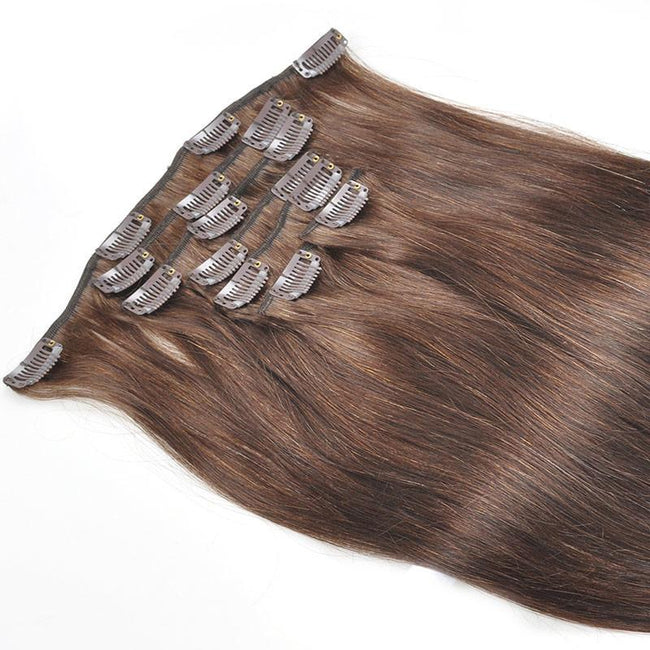 Dark Brown Straight Hair Clip In Hair Extensions 7 Pieces/Se - The Best Human Hair Weave and Human Hair Wigs