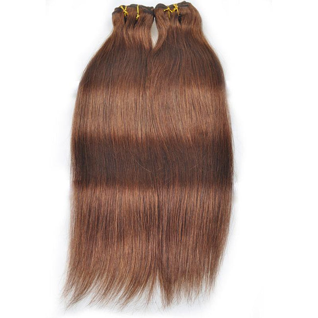 #4 Light Brown Straight Hair Clip In Human Hair Extensions 18-22 Inches 7 Pieces/Set - The Best Human Hair Weave and Human Hair Wigs