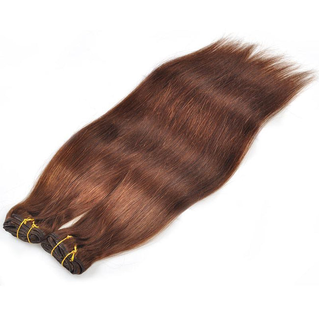 #4 Light Brown Straight Hair Clip In Human Hair Extensions 18-22 Inches 7 Pieces/Set - The Best Human Hair Weave and Human Hair Wigs