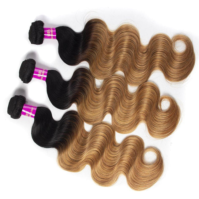 Ombre Color Hair 1B/27 Brazilian Body Wave 3 Bundles - The Best Human Hair Weave and Human Hair Wigs