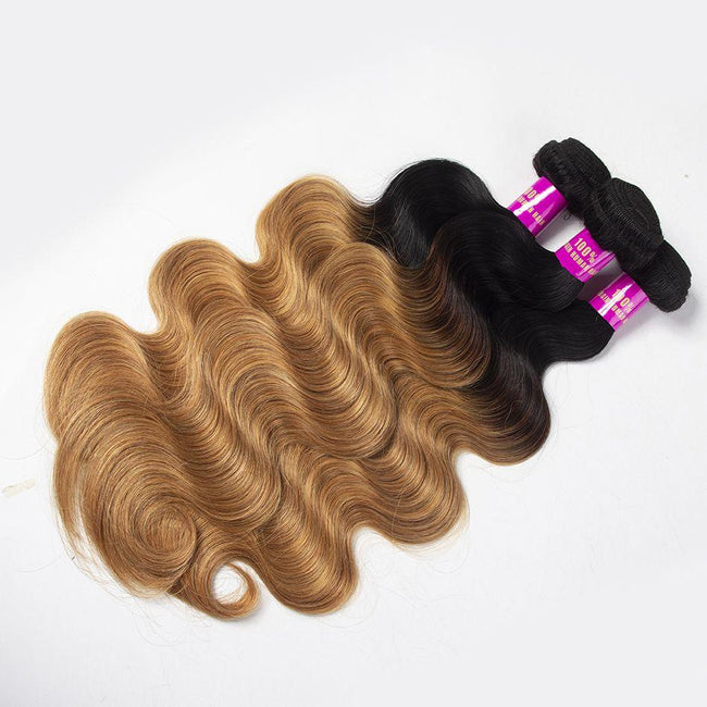 Ombre Color Hair 1B/27 Brazilian Body Wave 3 Bundles - The Best Human Hair Weave and Human Hair Wigs