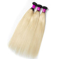 Ombre 1b/613 Black Root Blonde Brazilian Straight Human Hair 3 Bundles - The Best Human Hair Weave and Human Hair Wigs