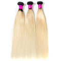 Ombre 1b/613 Black Root Blonde Brazilian Straight Human Hair 3 Bundles - The Best Human Hair Weave and Human Hair Wigs