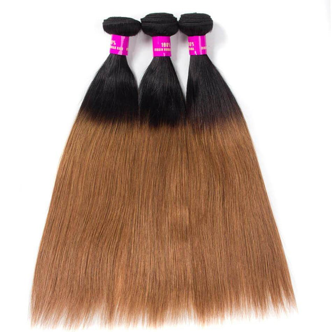 Medium Auburn Brown 1B/30 Hair Color Brazilian Straight Human Hair 3 Bundles - The Best Human Hair Weave and Human Hair Wigs