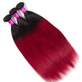 Burgundy with Black Root Brazilian Straight Human Hair 3 Bundles - The Best Human Hair Weave and Human Hair Wigs