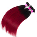Burgundy with Black Root Brazilian Straight Human Hair 3 Bundles - The Best Human Hair Weave and Human Hair Wigs