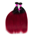 Burgundy with Black Root Brazilian Straight Human Hair 3 Bundles - The Best Human Hair Weave and Human Hair Wigs