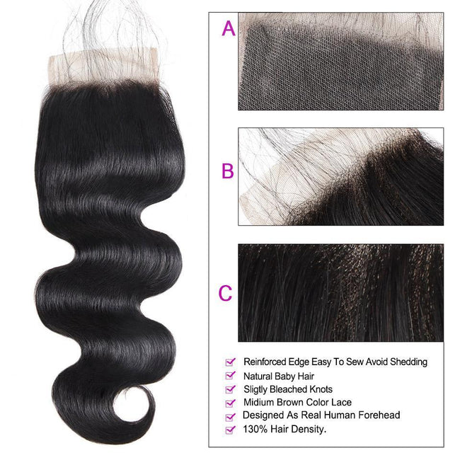 3 Bundles Body Wave Hair With 1 Free Lace Closure - The Best Human Hair Weave and Human Hair Wigs