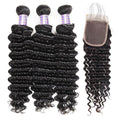 3 Bundles Deep Wave Hair With 1 Free Lace Closure - The Best Human Hair Weave and Human Hair Wigs