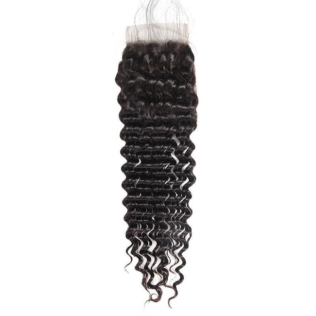 3 Bundles Deep Wave Hair With 1 Free Lace Closure - The Best Human Hair Weave and Human Hair Wigs