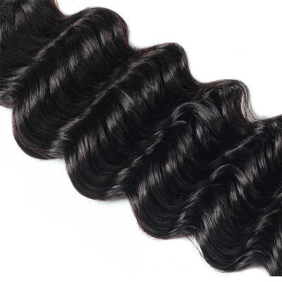 3 Bundles Deep Wave Hair With 1 Free Lace Closure - The Best Human Hair Weave and Human Hair Wigs