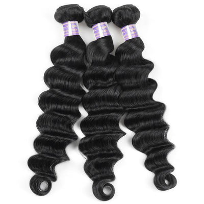 3 Bundles Loose Deep Wave Hair With 1 Free Lace Closure - The Best Human Hair Weave and Human Hair Wigs