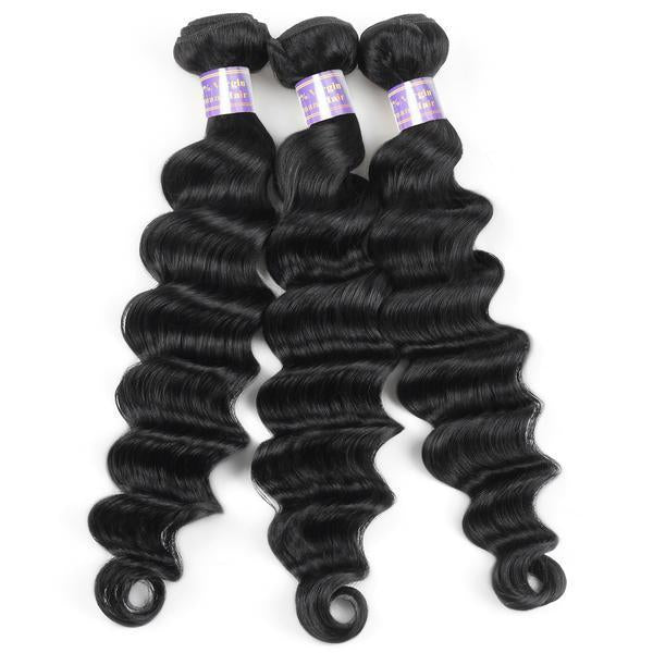 3 Bundles Loose Deep Wave Hair With 1 Free Lace Closure - The Best Human Hair Weave and Human Hair Wigs