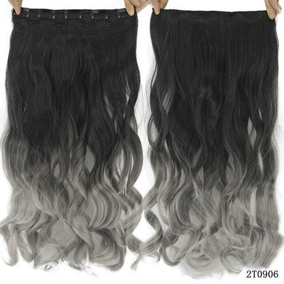 Soowee 60cm Long Wavy Brown to Blonde Women Hair High Tempreture Synthetic Ombre Hair Piece 5 Clip in Hair Extensions