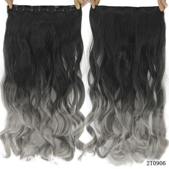 Soowee 60cm Long Wavy Brown to Blonde Women Hair High Tempreture Synthetic Ombre Hair Piece 5 Clip in Hair Extensions