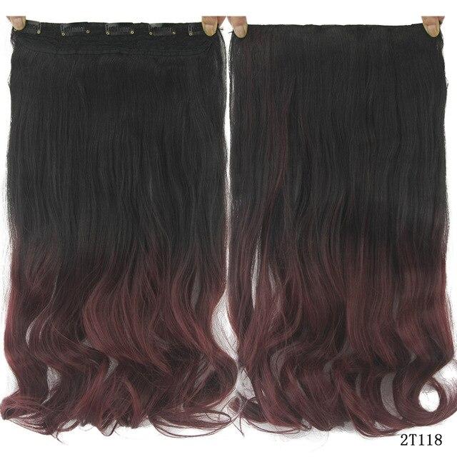 Soowee 60cm Long Wavy Brown to Blonde Women Hair High Tempreture Synthetic Ombre Hair Piece 5 Clip in Hair Extensions