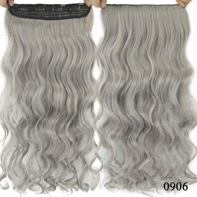 Soowee 60cm Long Wavy Brown to Blonde Women Hair High Tempreture Synthetic Ombre Hair Piece 5 Clip in Hair Extensions