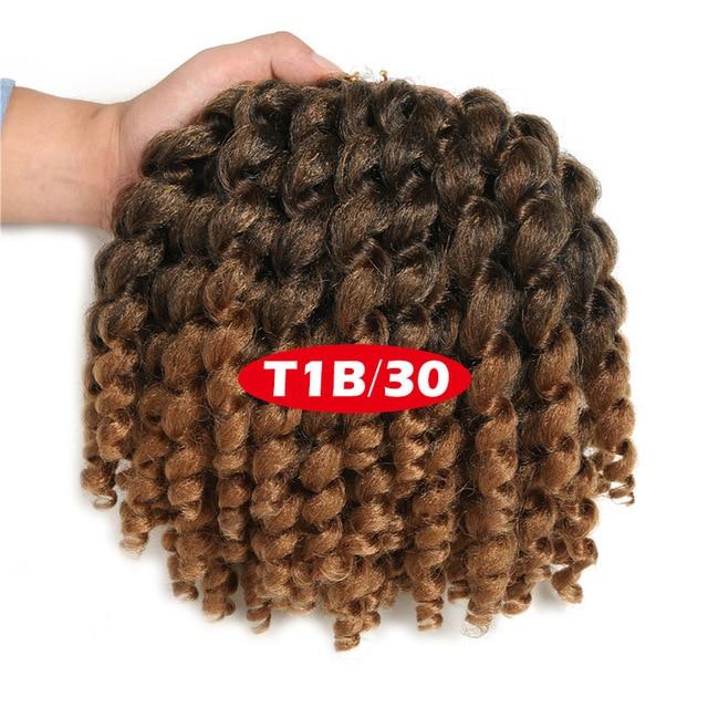 Jamaican Bounce Crochet Hair 8Inch Crochet Braids Synthetic Braiding Curly Crochet Twist Hair Extensions Ombre Black Brown Hair