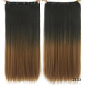 Soowee Long Straight Black to Gray Natural Color Women Ombre Hair High Tempreture Synthetic Hairpiece Clip in Hair Extensions