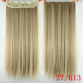Soowee Long Straight Black to Gray Natural Color Women Ombre Hair High Tempreture Synthetic Hairpiece Clip in Hair Extensions