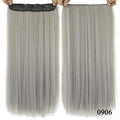 Soowee Long Straight Black to Gray Natural Color Women Ombre Hair High Tempreture Synthetic Hairpiece Clip in Hair Extensions