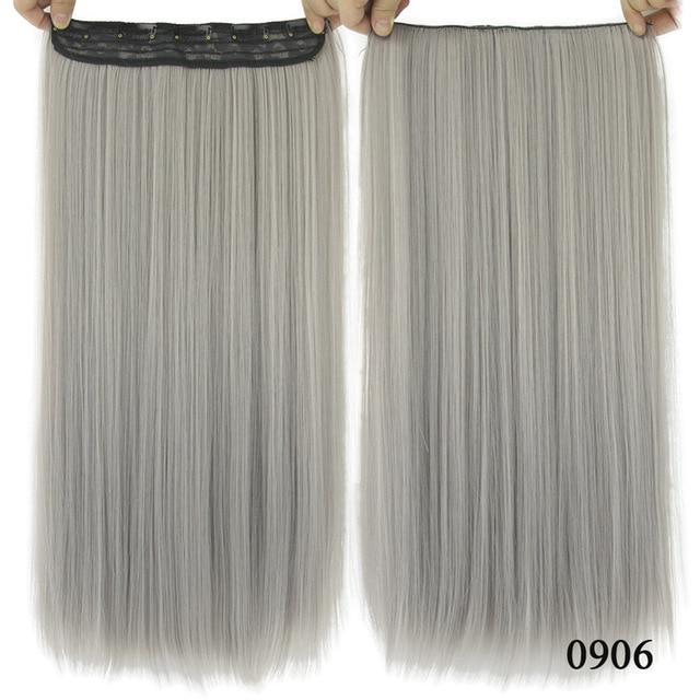 Soowee Long Straight Black to Gray Natural Color Women Ombre Hair High Tempreture Synthetic Hairpiece Clip in Hair Extensions