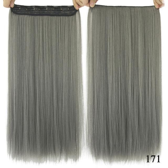 Soowee Long Straight Black to Gray Natural Color Women Ombre Hair High Tempreture Synthetic Hairpiece Clip in Hair Extensions