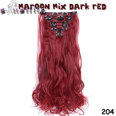 S-noilite 8Pcs/set Clip On Hair Extension 24 inch Natural & Thick Hairpieces Curly Synthetic Clip In Hair Extensions
