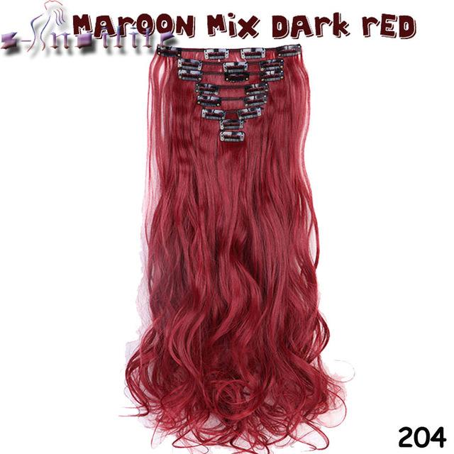 S-noilite 8Pcs/set Clip On Hair Extension 24 inch Natural & Thick Hairpieces Curly Synthetic Clip In Hair Extensions