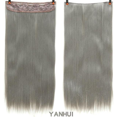 Allaosify 60cm 5 Clip In Hair Extension Heat Resistant Fake Hairpieces Long Straight Hairstyles Synthetic Clip In On Hair