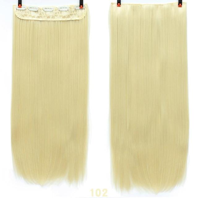 Allaosify 60cm 5 Clip In Hair Extension Heat Resistant Fake Hairpieces Long Straight Hairstyles Synthetic Clip In On Hair