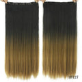 Soowee Long Straight Brown to Blonde Natural Color Women Ombre Hair High Tempreture Synthetic Hairpiece Clip in Hair Extensions
