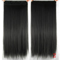 Soowee Long Straight Brown to Blonde Natural Color Women Ombre Hair High Tempreture Synthetic Hairpiece Clip in Hair Extensions