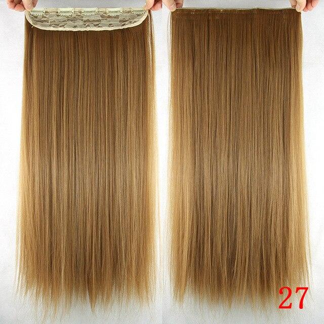 Soowee Long Straight Brown to Blonde Natural Color Women Ombre Hair High Tempreture Synthetic Hairpiece Clip in Hair Extensions