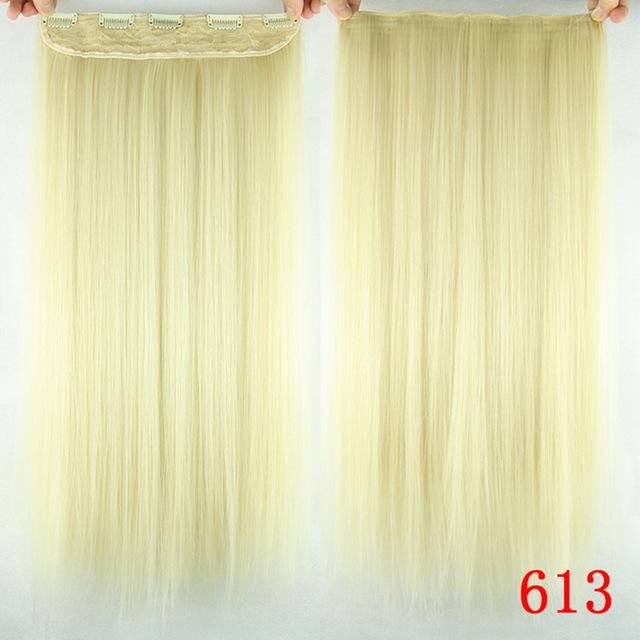 Soowee Long Straight Brown to Blonde Natural Color Women Ombre Hair High Tempreture Synthetic Hairpiece Clip in Hair Extensions