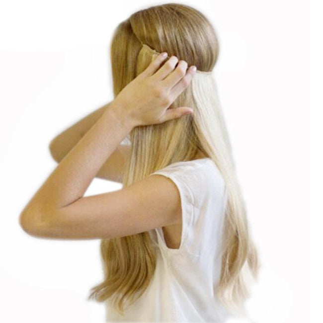 20 inches Invisible Wire No Clips in Hair Extensions Hairpieces Ombre Halo Colored for Hair Straight Wavy Natural Synthetic