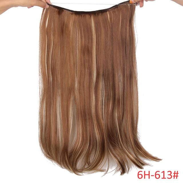 20 inches Invisible Wire No Clips in Hair Extensions Hairpieces Ombre Halo Colored for Hair Straight Wavy Natural Synthetic