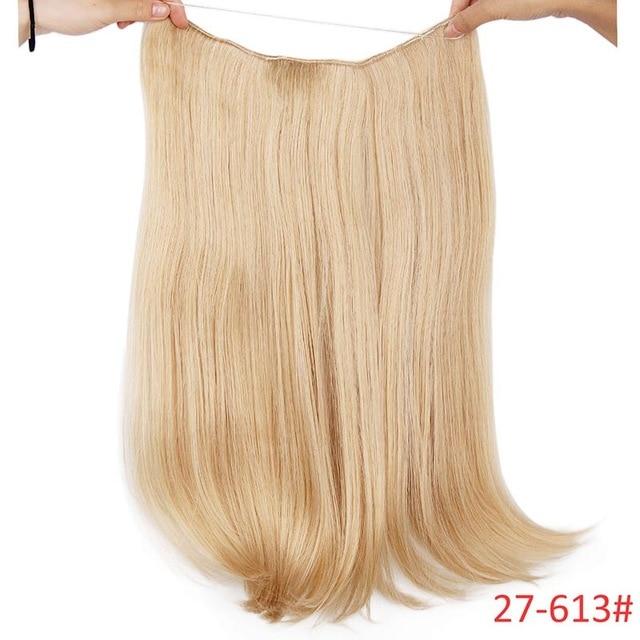 20 inches Invisible Wire No Clips in Hair Extensions Hairpieces Ombre Halo Colored for Hair Straight Wavy Natural Synthetic
