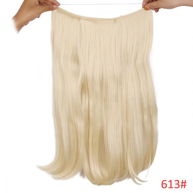 20 inches Invisible Wire No Clips in Hair Extensions Hairpieces Ombre Halo Colored for Hair Straight Wavy Natural Synthetic