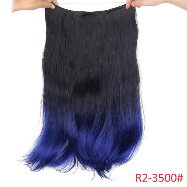 20 inches Invisible Wire No Clips in Hair Extensions Hairpieces Ombre Halo Colored for Hair Straight Wavy Natural Synthetic